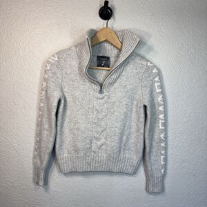 Woolland Norway Solsiden Knitted Sweater Wool 1/2 Zip Gray Washable Kids 12-14